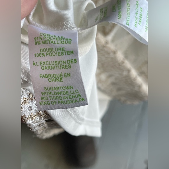 Lily Pulitzer Crochet White and Gold Metallic Chevron Mini Slip Dress - Picture 8 of 11